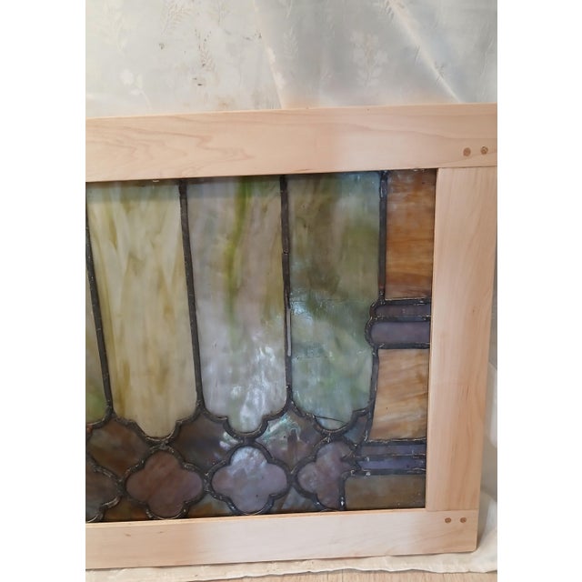 Wood Antique Willet Studio Slag Glass Window Panel in Hand-Crafted Maple Frame – Piece 2 of 2 For Sale - Image 7 of 13