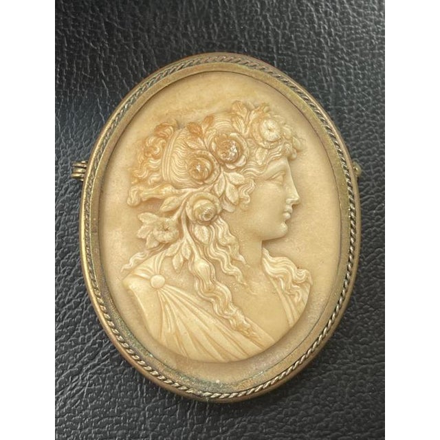 Lava Stone Cameo Brooch For Sale - Image 12 of 12