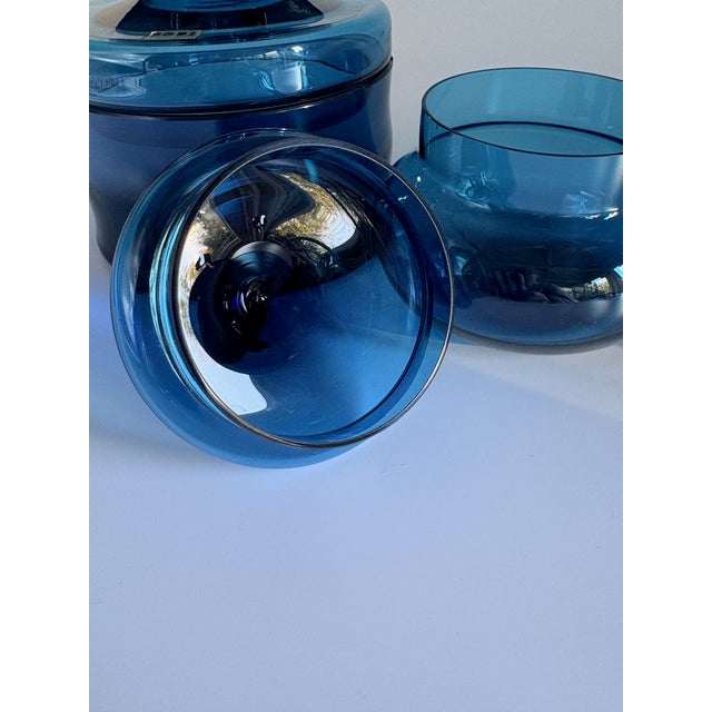 Vintage Blue Glass Lidded Jars by Bertil Vallien for Boda, 1960s, Set of 2 For Sale - Image 10 of 18