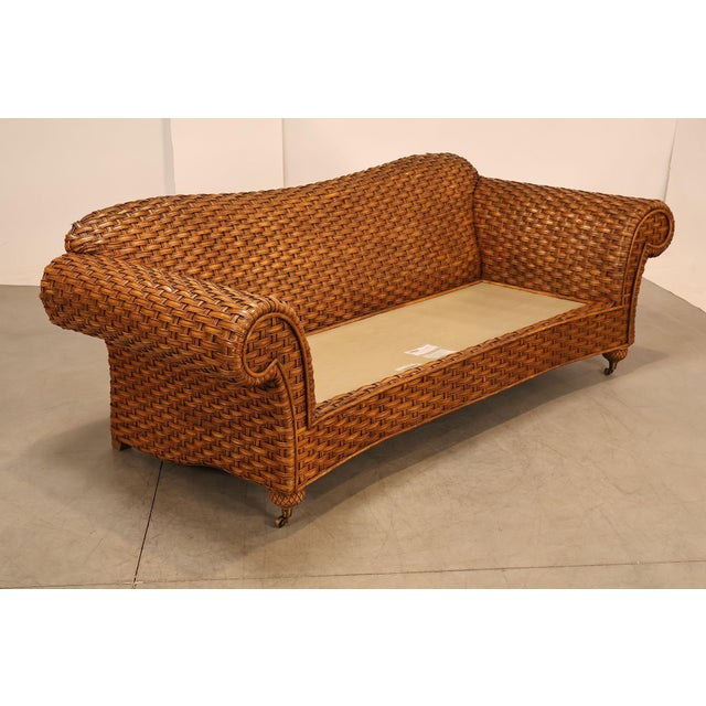 Lane Furniture Lane Venture Excursions Pair Of Wicker Sofas With Cushions For Sale - Image 4 of 18