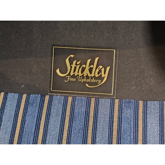 Late 20th Century Stickley Mahogany Williamsburg Mahogany Wingback Chair Schumacher Fabric For Sale - Image 10 of 11