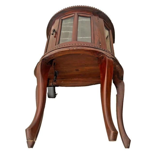 1950s China Cabinet Demilune Half Moon Shape Curio Display, Lighted, Beveled Glass 1a For Sale - Image 13 of 13