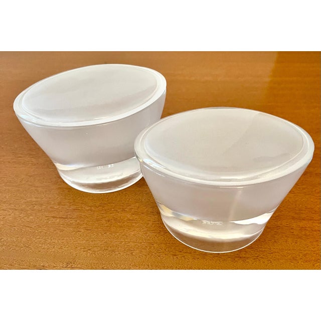 Hollywood Regency Oval Frosted Lidded Glass Boxes - A Pair For Sale - Image 3 of 10