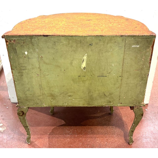 Rococo Late 19th C. Venetian Polychromed Chest / Commode with Marbleized Cartouche Top For Sale - Image 3 of 18