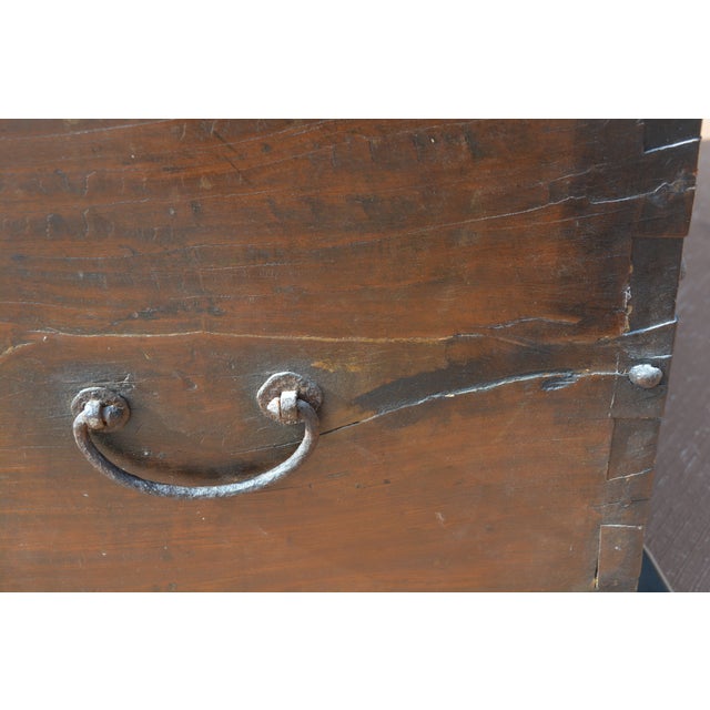 Vintage Bandaji Korean Blanket Chest Box Wooden With Black Iron Hardware For Sale - Image 9 of 14