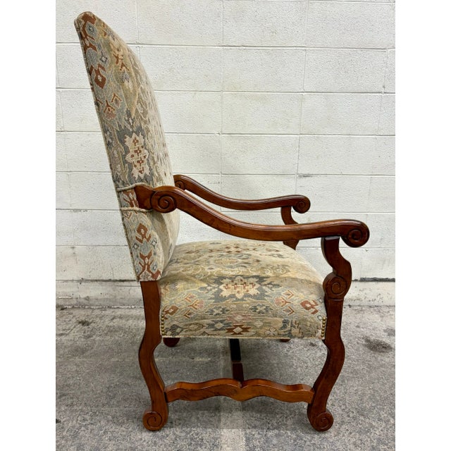 Vintage Parker Southern French Louis XIII Regency Style Library Armchair For Sale - Image 9 of 12
