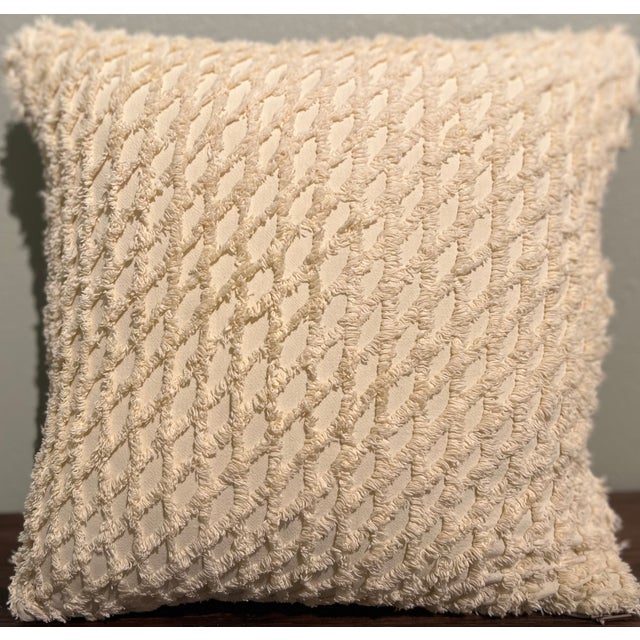 Shabby Chic Vintage Barkcloth English Garden Scene Pillow Cover | 18x18 For Sale - Image 3 of 4