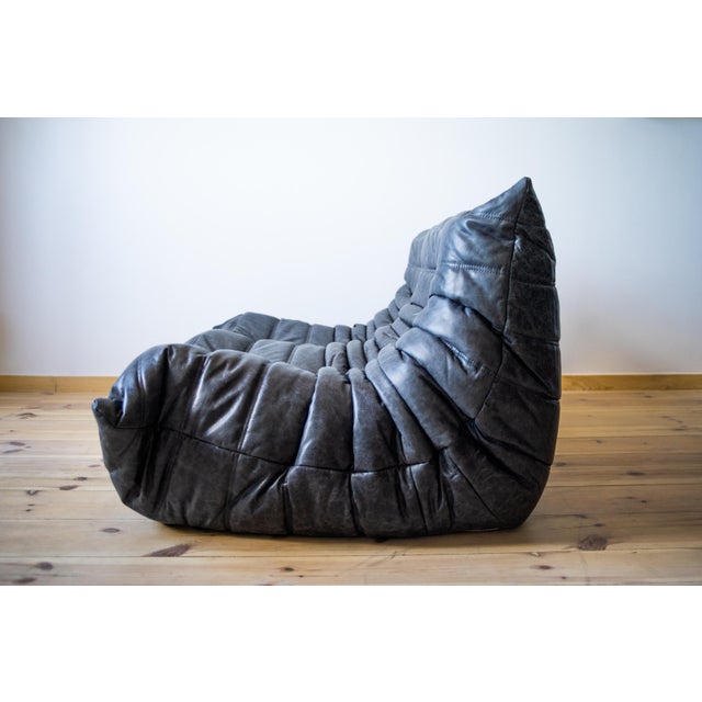 Black Togo Living Room Set in Dubai Leather by Michel Ducaroy for Ligne Roset, Set of 5 For Sale - Image 5 of 18