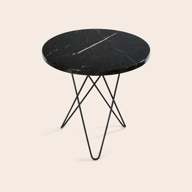 Black marquina marble and black steel tall mini O table by Ox Denmarq Dimensions: D 50 x H 50 cm Materials: steel, black...