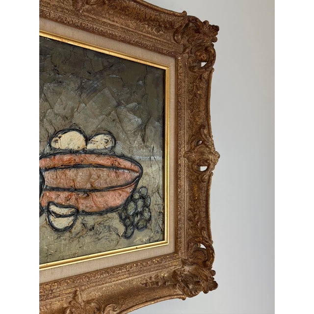 Olive Mid-Century Modernist School of Paris Impasto Still Life by Philippe Marchand (18" X 15") For Sale - Image 8 of 18
