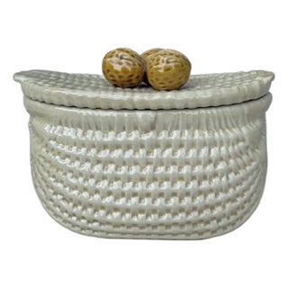 Mid-Century French Majolica Walnuts Tureen For Sale