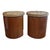 A sleek minimalist pair of round sculptured side tables in a rich mahogany stain with thick polished-granite tops. Sleek...
