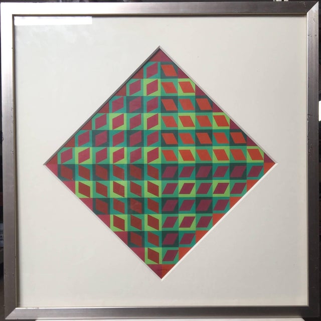 Victor Vasarely, Banya, 1964 Vintage Abstract Op Art Screen Print Serigraph, 1964 For Sale