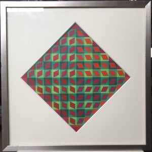 Victor Vasarely, Banya, 1964 Vintage Abstract Op Art Screen Print Serigraph, 1964