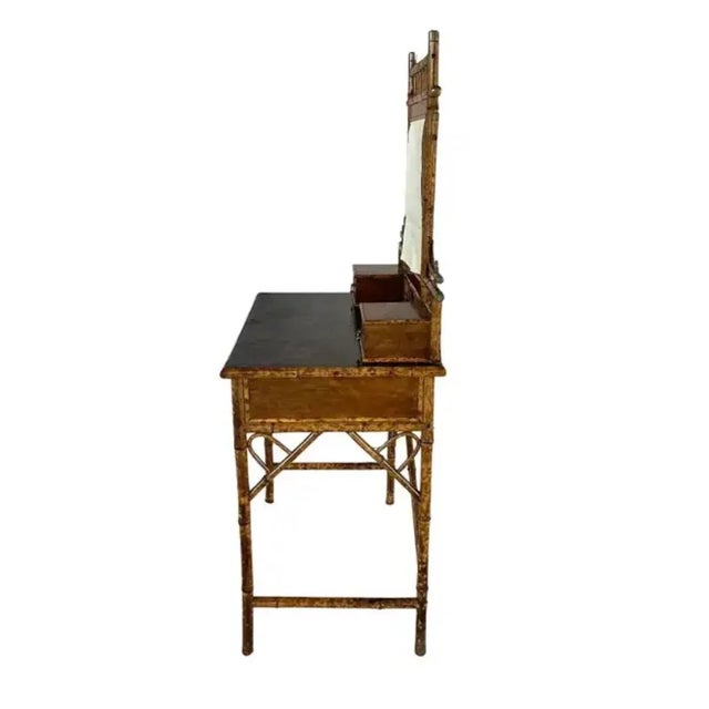 Brown Tortoise Bamboo Dressing Table With Mirror For Sale - Image 8 of 16