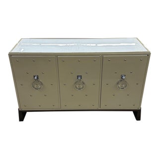 Tommi Parzinger, Mid-Century Modern, Studded Cabinet, Lacquer, Chrome, Usa 1970s For Sale
