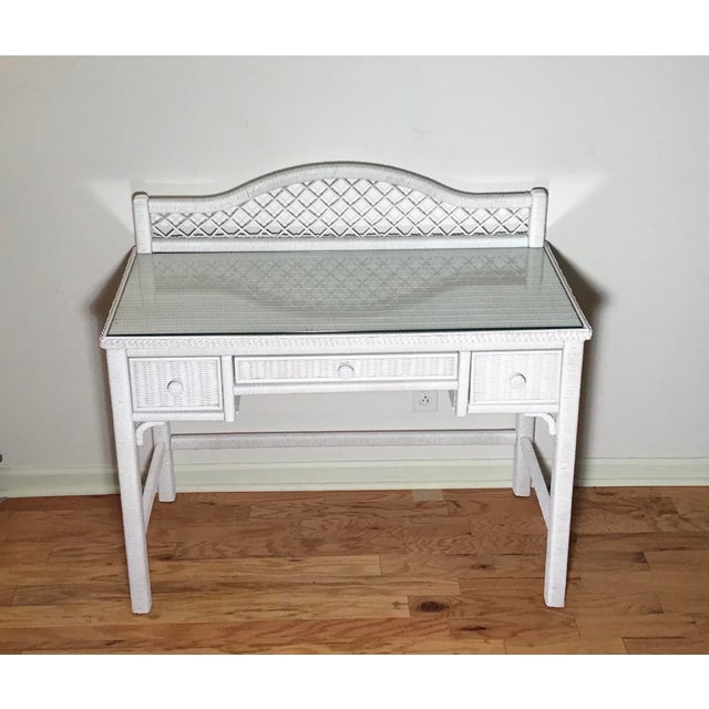 1960s Henry Link White Wicker Vanity Desk Chairish