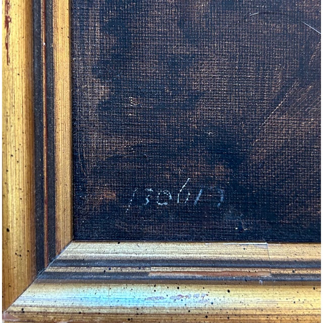 Realism Signed Framed Mid-Century Oil Painting of an Elderly Man Reading For Sale - Image 3 of 7
