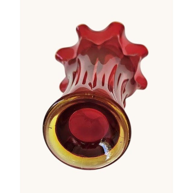 Mid-Century Modern Vintage Viking Art Glass Vase Epic Amberina Flared Rim - 8 Inches - Glows For Sale - Image 3 of 11