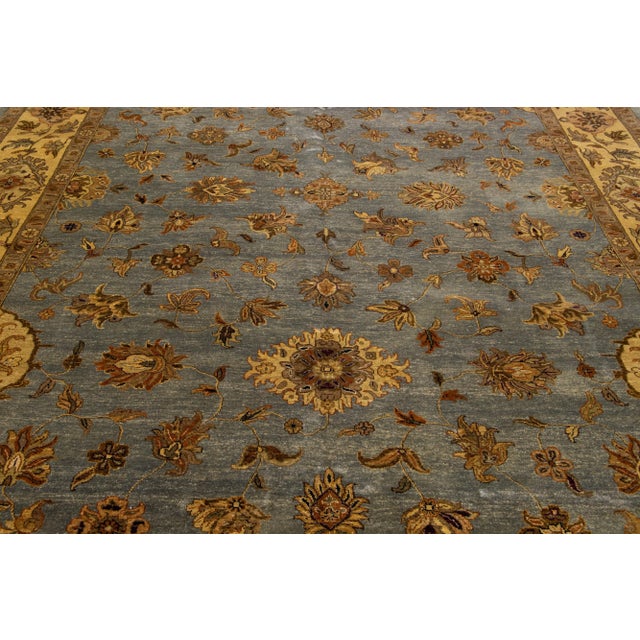 Textile Modern Tabriz Handmade Wool Rug in Gray With Floral Design For Sale - Image 7 of 8