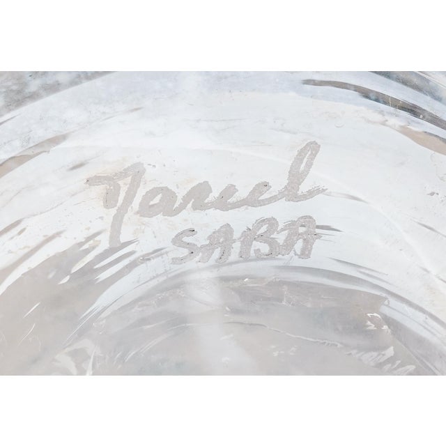 White Late 20th Century Marcel Saba France Signed Vintage Iridescent Art Glass Vase For Sale - Image 8 of 9