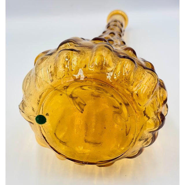 Vintage Italian Empoli Amber Glass Decanter Genie Bottle Bud Vase No Stopper For Sale In Palm Springs - Image 6 of 8