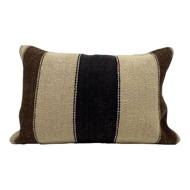 Turkish Hemp Pillow Cushion Natural Beige Brown Pillow Cushion Cover 16" x 24" For Sale