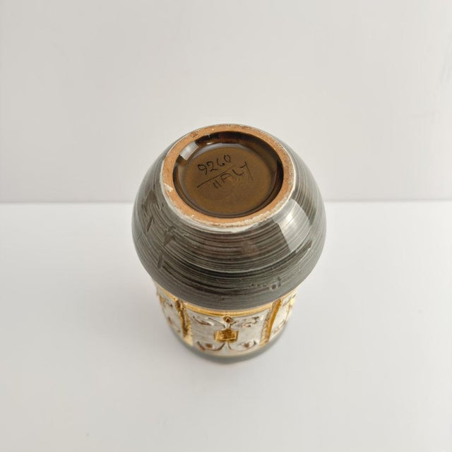 Ceramic Gold and Grey Ceramic Bottle Vase by Fratelli Fanciullaci for Elbee, Italy, 1950s For Sale - Image 7 of 10