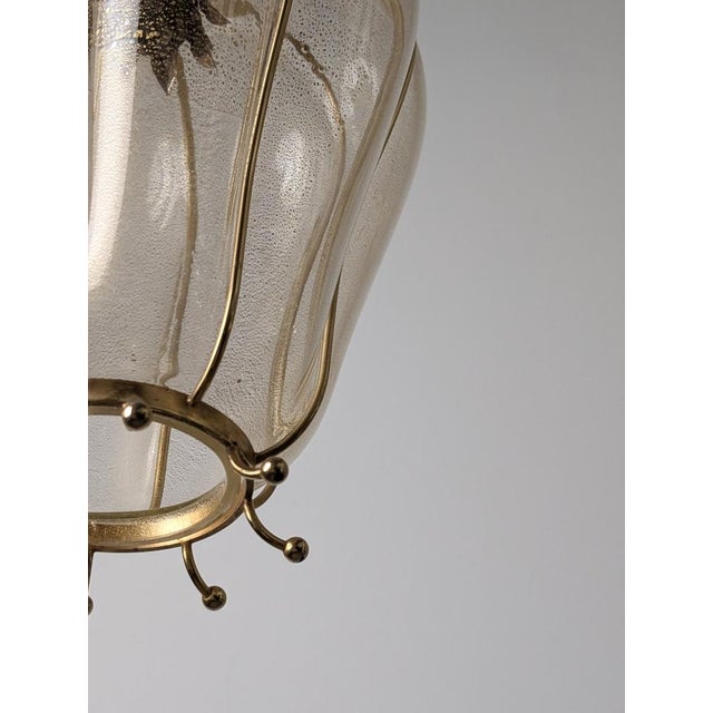 Metal Murano Glass Lantern with Gold Foil and Brass from Barovier & Toso, 1960s For Sale - Image 7 of 18