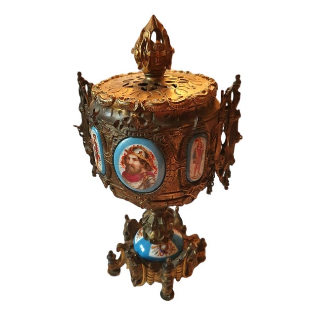 Neo-Gothic Perfume Burner in Bronze and Sèvres Porcelain For Sale