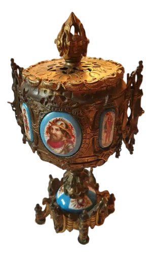 Neo-Gothic Perfume Burner in Bronze and Sèvres Porcelain