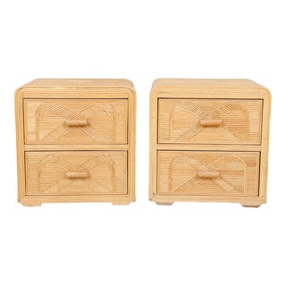 Pencil Reed Waterfall Nightstands - a Pair For Sale