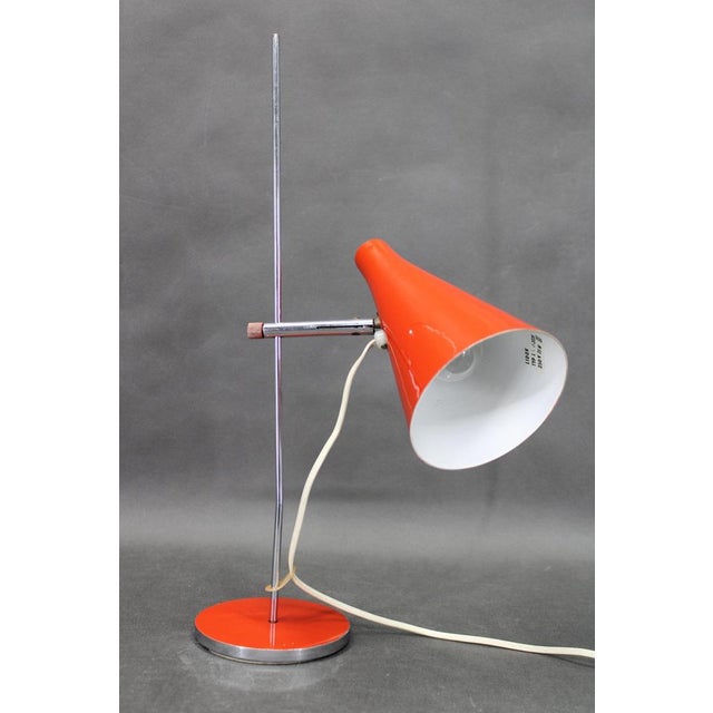 Josef Hurka Red Chrome Table Lamp by Josef Hurka, Former Czechoslovakia, 1970s For Sale - Image 4 of 11