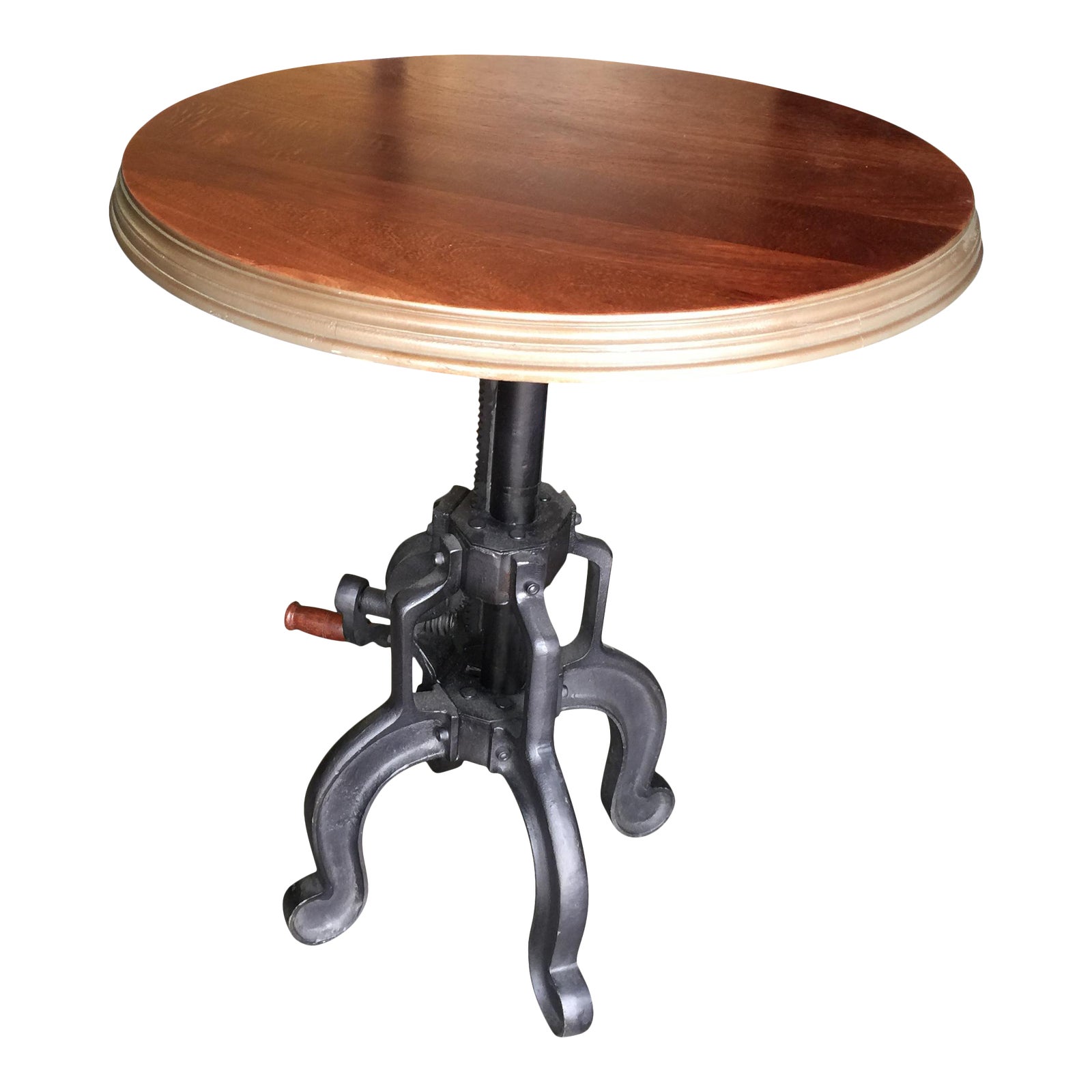 Industrial Crank Table with Wrought Iron Base | Chairish