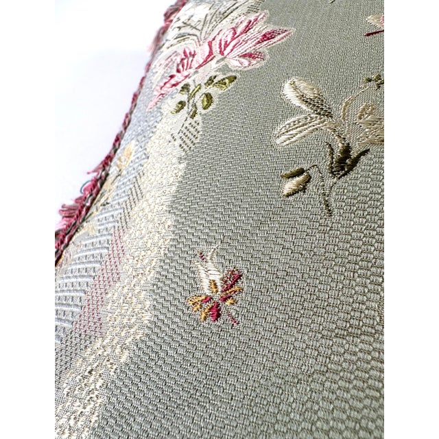 French Country Vintage Brunschwig & Fils Tasseled Silk Brocade Pillows/Pair For Sale - Image 3 of 9