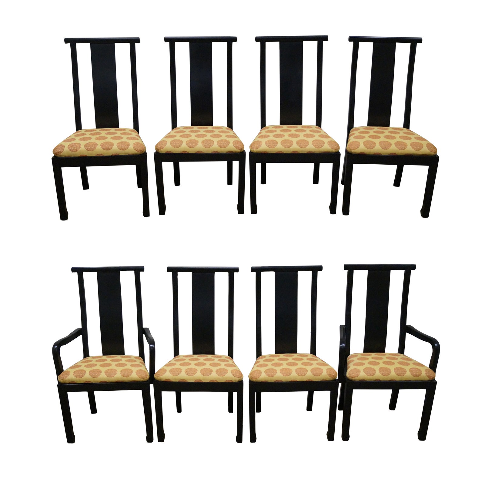 Asian Style Ebonized Dining Chairs S/8 Chairish