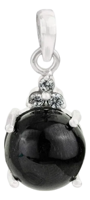 Sterling Silver Black Star Drop Pendant With Zircons