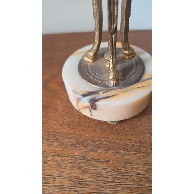 Metal Pair Antique French Marble & Bronze Urns Neoclassical Cassolettes Empire Garniture Mantel Decor Lidded Decorative Urns For Sale - Image 7 of 14