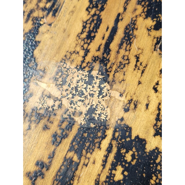 Vintage French Country Farmhouse Chic Metalic Gold & Black Crackle Bench Stool For Sale - Image 10 of 13