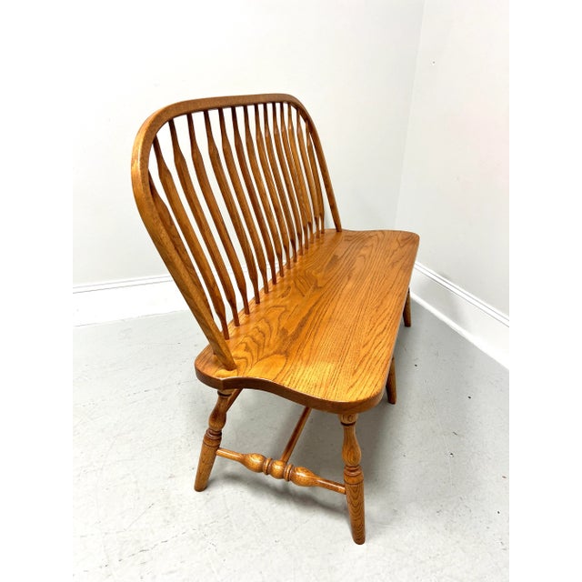 Amish Made Rockford Style Oak Windsor Bench For Sale - Image 4 of 10