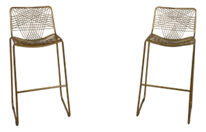 Pair of Modern Design Brass Wire Bar Stools