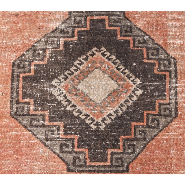 1960s 1960s Orange Geometric Turkish Hand-Knotted Runner Rug For Sale - Image 5 of 8