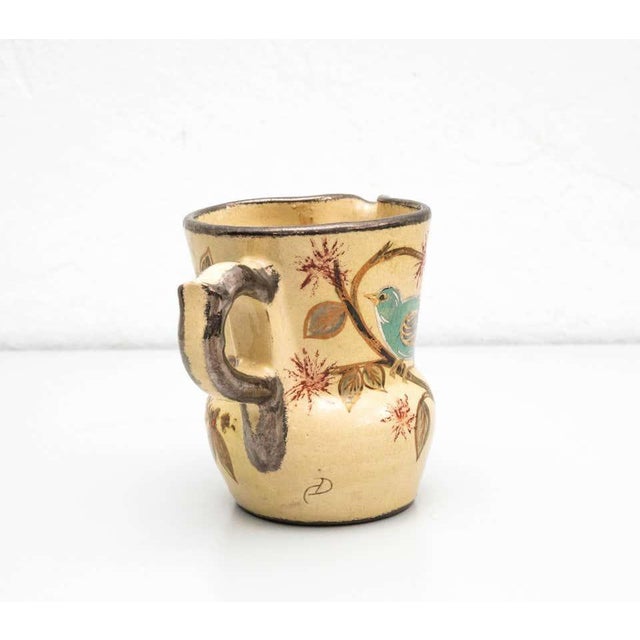 Catalan Hand-Painted Ceramic Jug Vase by Diaz Costa, 1960s For Sale - Image 10 of 14
