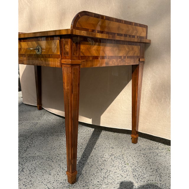 Brown Antique Marquetry Writing Desk in Walnut and Exotic Veneers, 1700s For Sale - Image 8 of 12