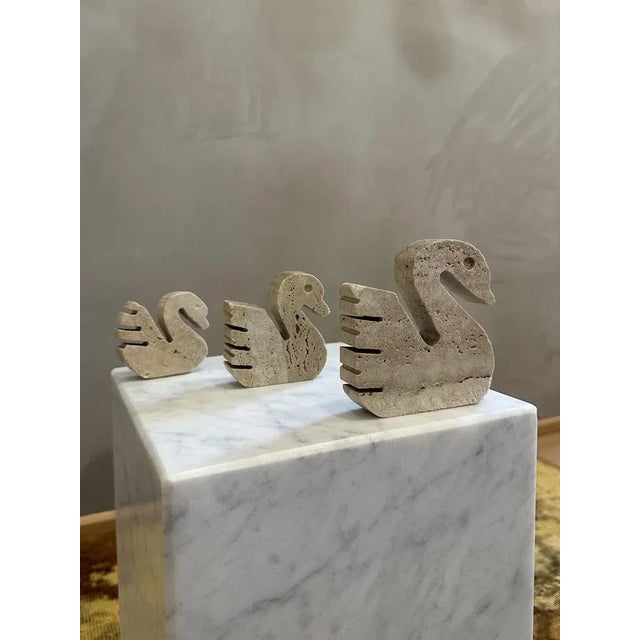 Travertine Swan Sculptures by Enzo Mari for Fratelli Mannelli, 1970s, Set of 3, in Flawless conditions. Designed 1970 to...
