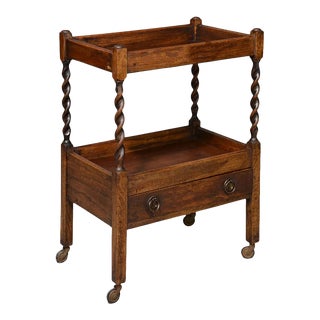 Early 20th Century English Oak Barley Twist Trolley For Sale