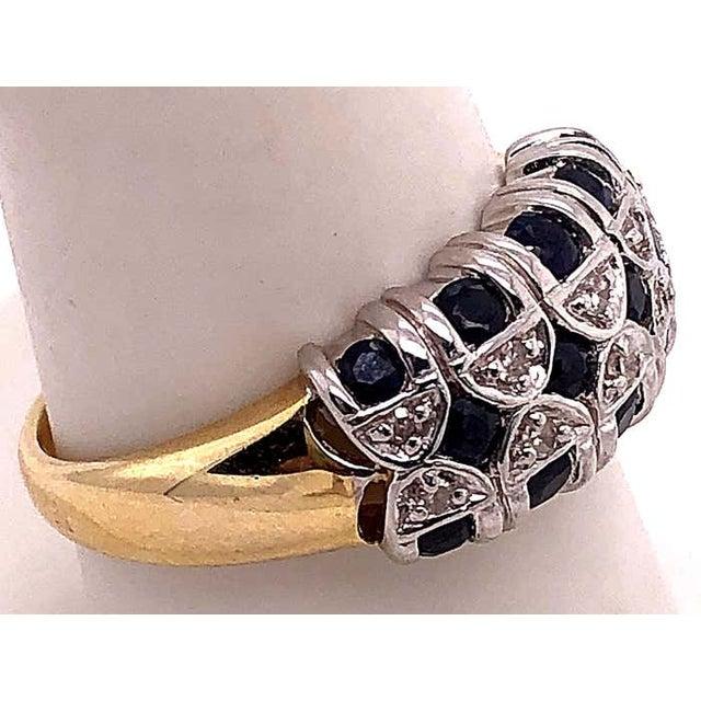Gold 14 Karat Two-Tone Yellow and Gold Sapphire and Diamond Band / Ring, Size 9 For Sale - Image 8 of 10