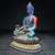 Glass Vintage Liuli Glass Medicine Buddha Statue With Polychrome Decoration For Sale - Image 7 of 9