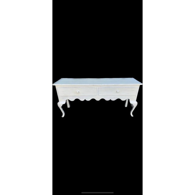 Wood Large French Country Console Table Distress Blanche For Sale - Image 7 of 10