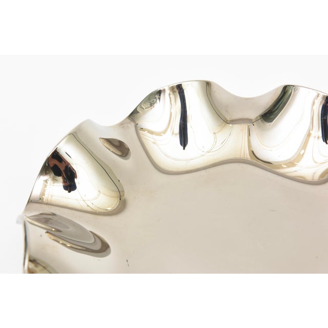 Vintage Silvered Mirrored Glass Ruffled Bowl, 1960's For Sale In Miami - Image 6 of 10